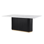 Set Sala da Pranzo Morden Fort Moderno Composto da Tavolo da Pranzo a 5 Pezzi in Finto Marmo con Sedie Senza Braccioli in Bouclé Grigie per Cucina