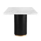 Set Sala da Pranzo Morden Fort Moderno Composto da Tavolo da Pranzo a 5 Pezzi in Finto Marmo con Sedie Senza Braccioli in Bouclé Grigie per Cucina