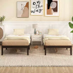 Costway Telaio Letto a Piattaforma in Legno 14 per Materasso Matrimoniale/Una Piazza e Mezza/Queen con Gambe in Legno di Caucciù e Contenitore Sotto il Letto Marrone