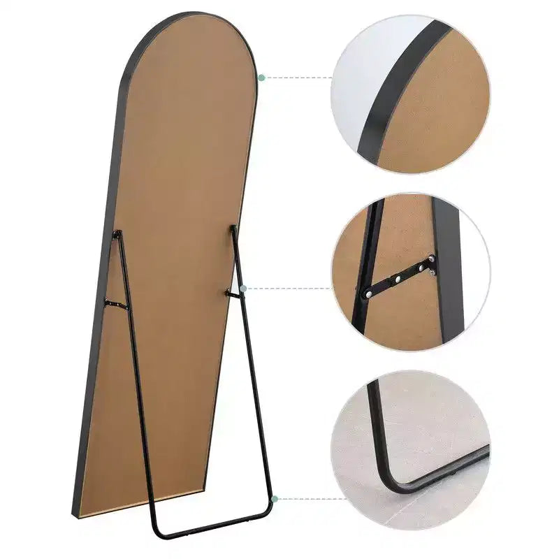 PexFix 38 pollici L. x 71 pollici A. Specchio a Figura Intera Curvo Autoportante, Specchio da Parete con Cornice in Metallo, Specchio Grande da Terra, Oro
