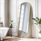 PexFix 38 pollici L. x 71 pollici A. Specchio a Figura Intera Curvo Autoportante, Specchio da Parete con Cornice in Metallo, Specchio Grande da Terra, Oro
