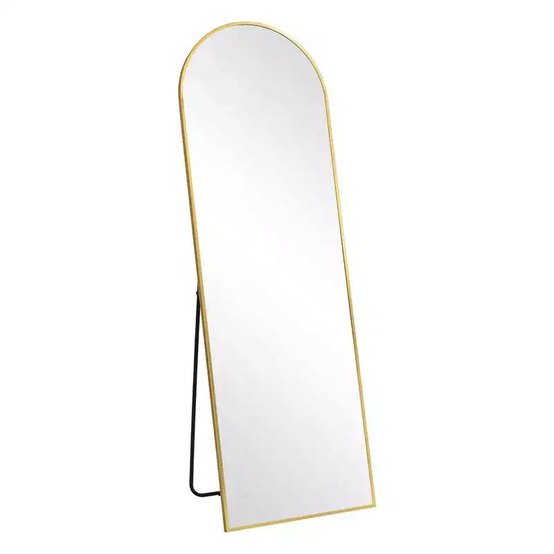 PexFix 38 pollici L. x 71 pollici A. Specchio a Figura Intera Curvo Autoportante, Specchio da Parete con Cornice in Metallo, Specchio Grande da Terra, Oro