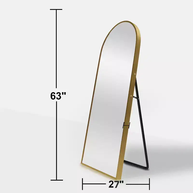 PexFix 38 pollici L. x 71 pollici A. Specchio a Figura Intera Curvo Autoportante, Specchio da Parete con Cornice in Metallo, Specchio Grande da Terra, Oro