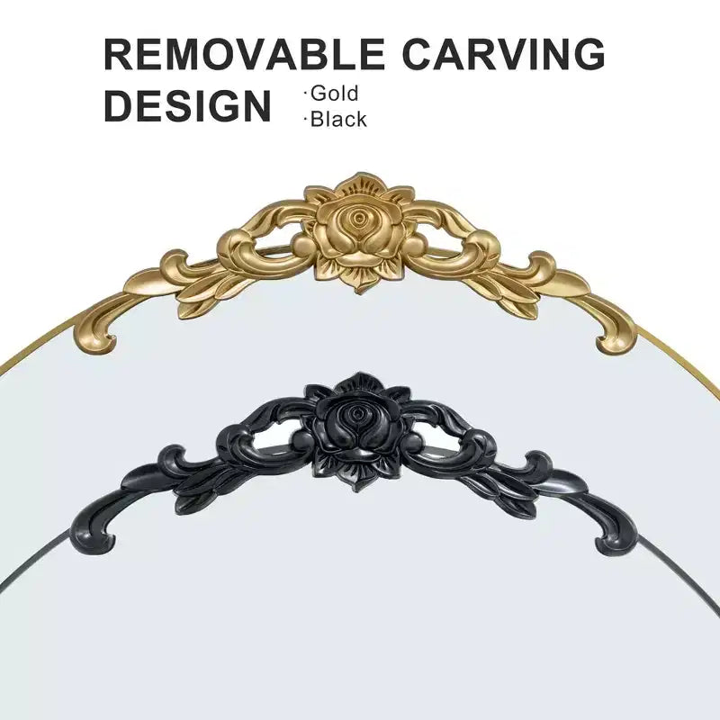 PexFix 38 pollici L. x 71 pollici A. Specchio a Figura Intera Curvo Autoportante, Specchio da Parete con Cornice in Metallo, Specchio Grande da Terra, Oro