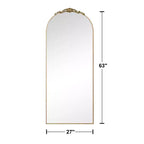 PexFix 38 pollici L. x 71 pollici A. Specchio a Figura Intera Curvo Autoportante, Specchio da Parete con Cornice in Metallo, Specchio Grande da Terra, Oro
