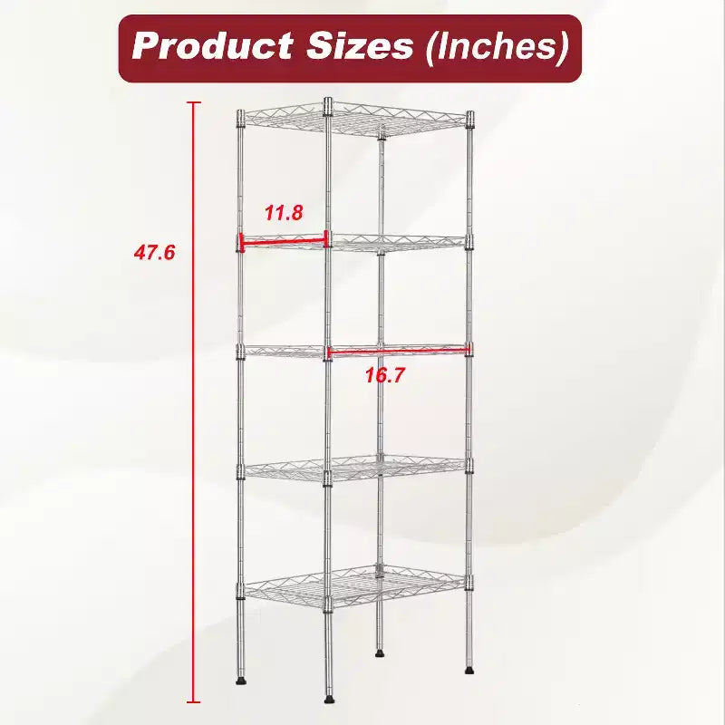 BestMassage Scaffale a 5 Ripiani in Metallo con Base Stabile per Organizzare Libri, Giocattoli, Vestiti e Utensili da Cucina in Casa, Garage e Ufficio