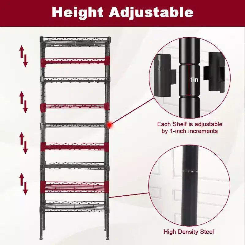 BestMassage Scaffale a 5 Ripiani in Metallo con Base Stabile per Organizzare Libri, Giocattoli, Vestiti e Utensili da Cucina in Casa, Garage e Ufficio