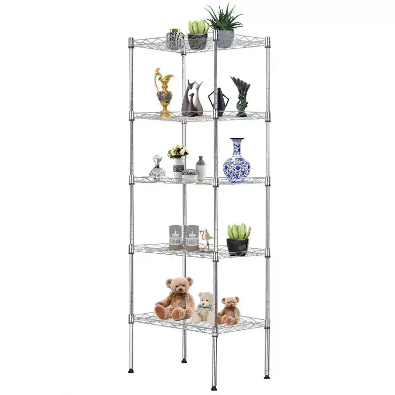 BestMassage Scaffale a 5 Ripiani in Metallo con Base Stabile per Organizzare Libri, Giocattoli, Vestiti e Utensili da Cucina in Casa, Garage e Ufficio