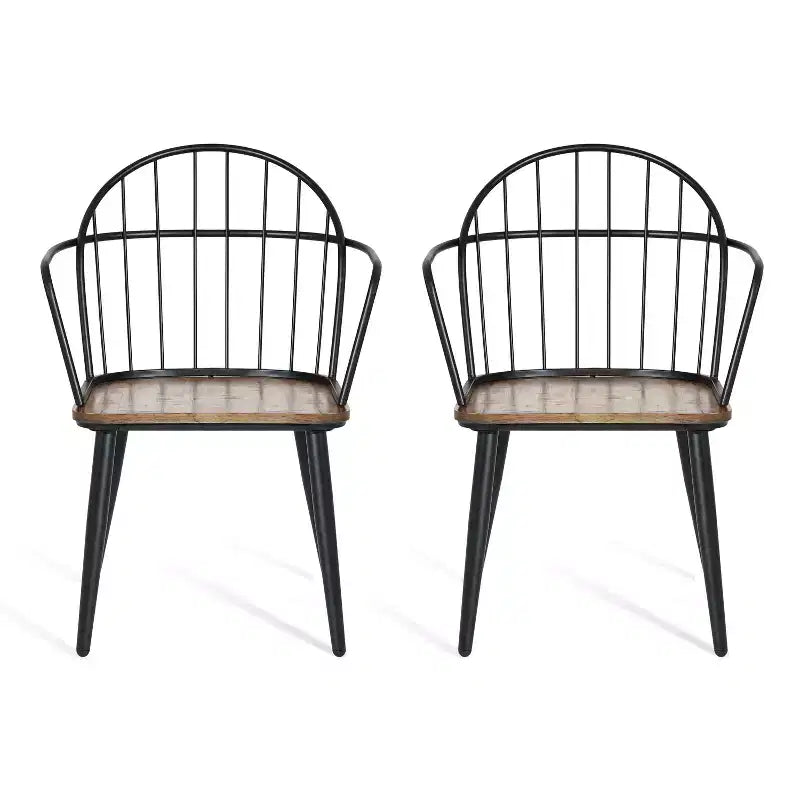 Christopher Knight Home Loftia Modern Iron Frame Dining Chairs(Set of 2), Brown/Black