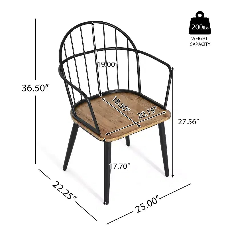 Christopher Knight Home Loftia Sedie da Pranzo Moderne con Struttura in Ferro (Set da 2), Marrone/Nero
