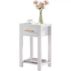 Kings Brand Furniture - Tavolino Laterale Comodino in Legno Sendero con Cassetto e Ripiano Aperto