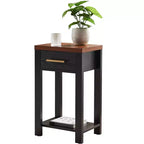 Kings Brand Furniture - Tavolino Laterale Comodino in Legno Sendero con Cassetto e Ripiano Aperto