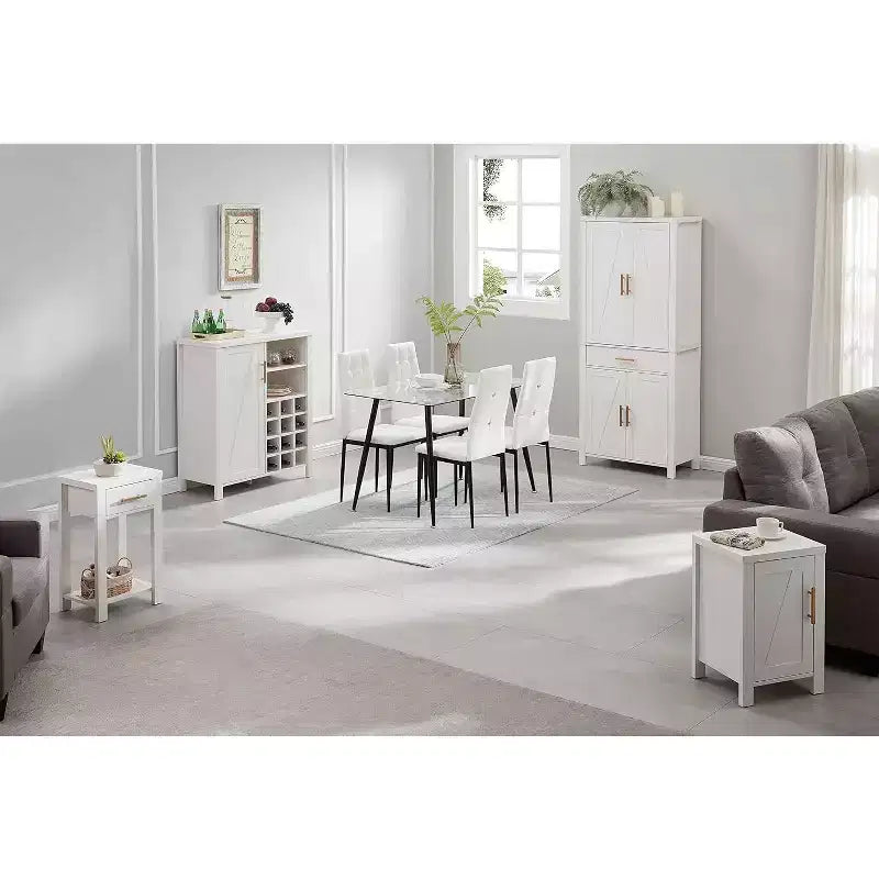 Kings Brand Furniture - Tavolino Laterale Comodino in Legno Sendero con Cassetto e Ripiano Aperto
