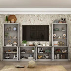 Famapy Mobile TV Modulare Grigio, Centro Intrattenimento Grande, Vetrina in Vetro Temperato