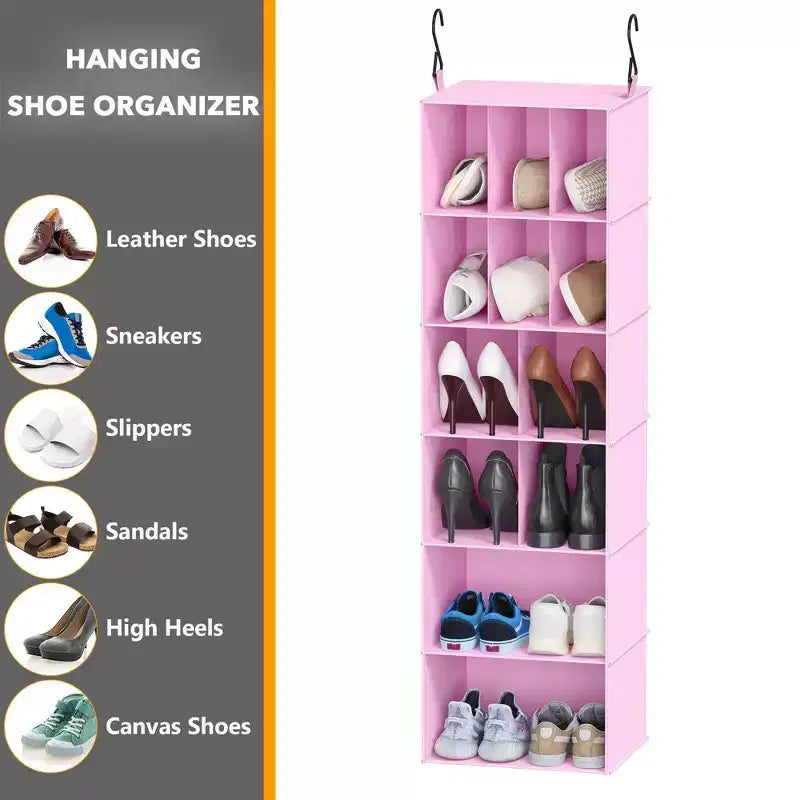 2 Pezzi Organizer Appeso per Armadio e Contenitore con Divisori, efficiente per riporre scarpe in armadi, guardaroba, camper e appendiabiti - SpaceAid