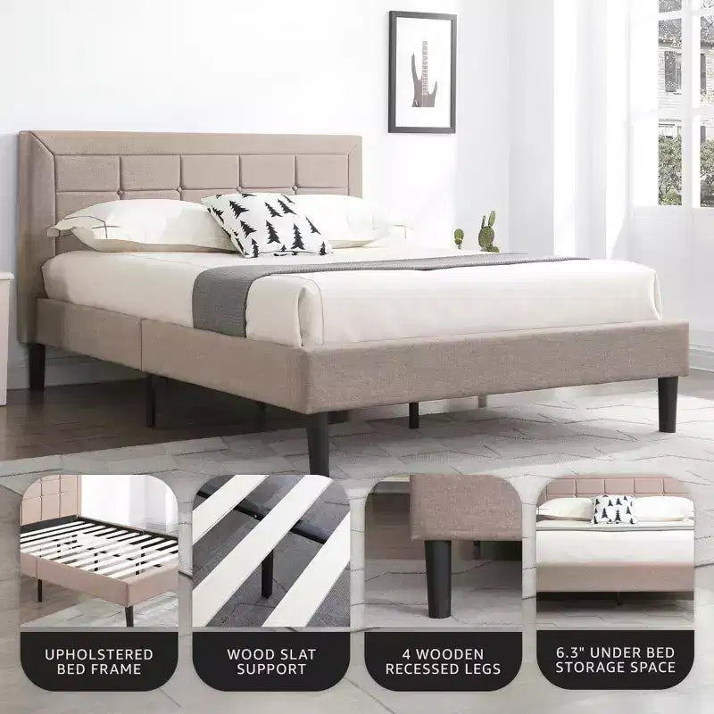 DeCoro Mornington Letto Imbottito 2.0 con Rete e Testiera, Piazza e Mezza