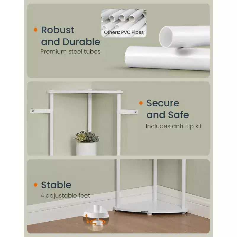 SONGMICS HOME Scaffale Angolare, Montaggio Rapidissimo Senza Attrezzi, Scaffale Angolare a 5 Ripiani, Scaffale a Colonna, 38 x 27 x 139 cm