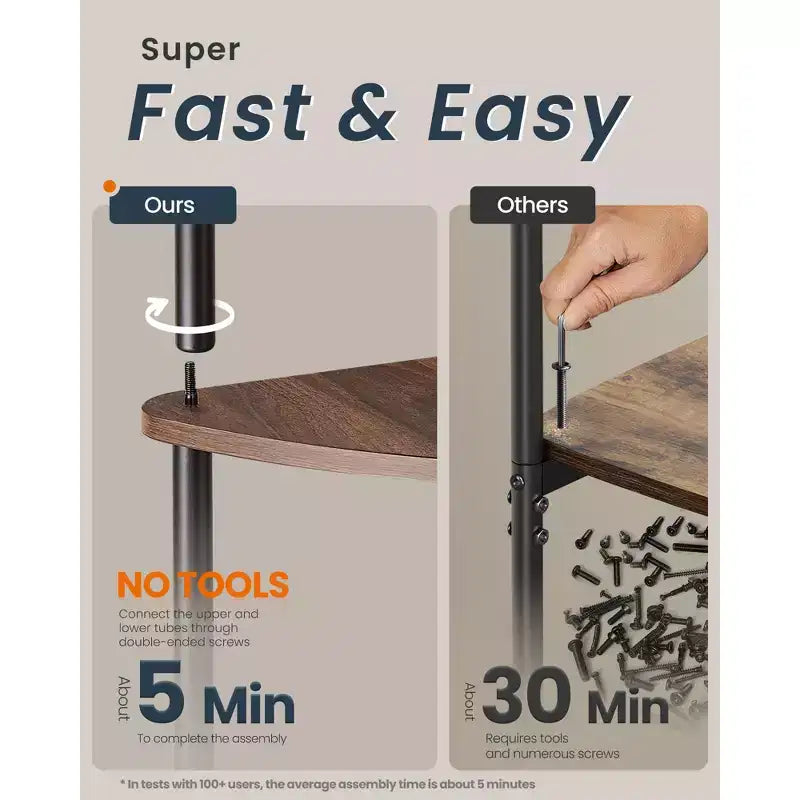 SONGMICS HOME Scaffale Angolare, Montaggio Rapidissimo Senza Attrezzi, Scaffale Angolare a 5 Ripiani, Scaffale a Colonna, 38 x 27 x 139 cm