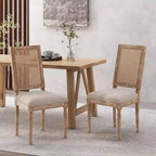 Christopher Knight Home Brownell Sedie da pranzo in legno e vimini imbottite in tessuto in stile country francese (set di 2)