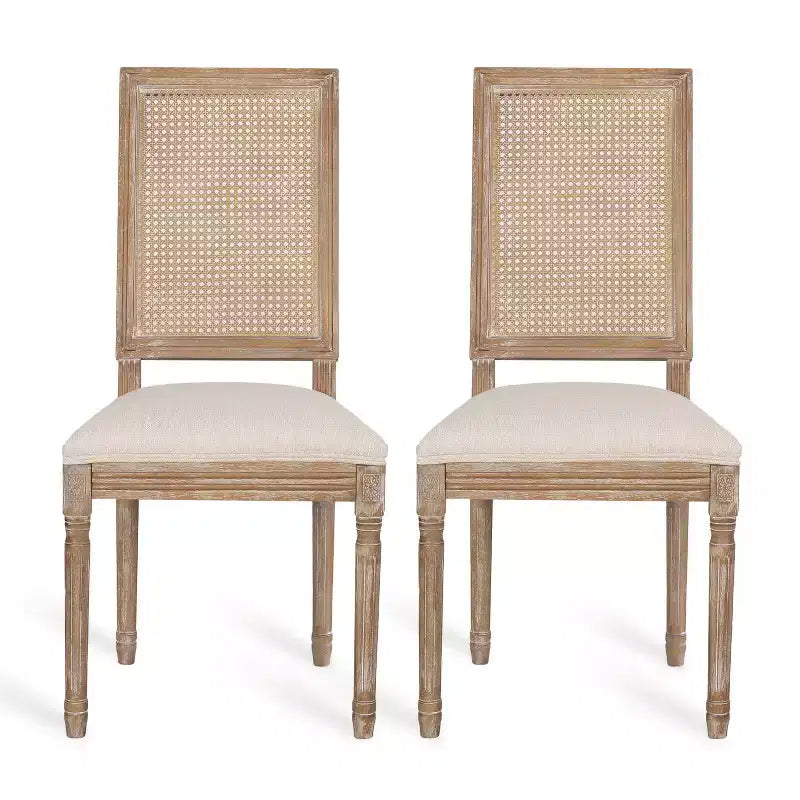 Christopher Knight Home Brownell French Country Fabric Upholstered Wood and Cane Dining Chairs (Set of 2)