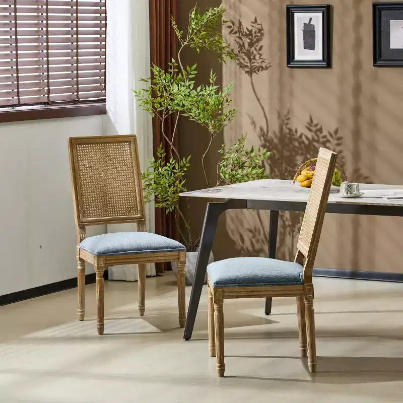Christopher Knight Home Brownell Sedie da pranzo in legno e vimini imbottite in tessuto in stile country francese (set di 2)