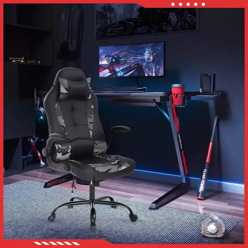 FDW Sedia da Gaming Sedia da Ufficio con Supporto Lombare in Pelle PU Sedie da Videogiochi per Adulti