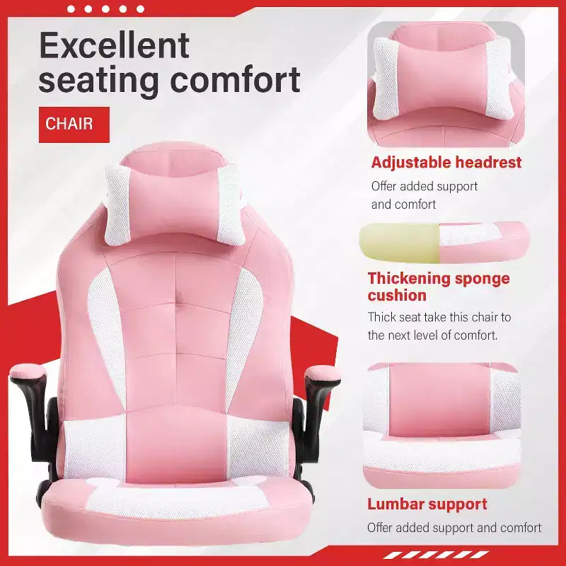 FDW Sedia da Gaming Sedia da Ufficio con Supporto Lombare in Pelle PU Sedie da Videogiochi per Adulti