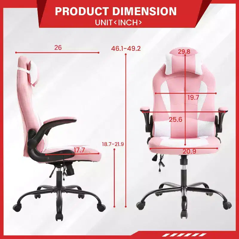 FDW Sedia da Gaming Sedia da Ufficio con Supporto Lombare in Pelle PU Sedie da Videogiochi per Adulti