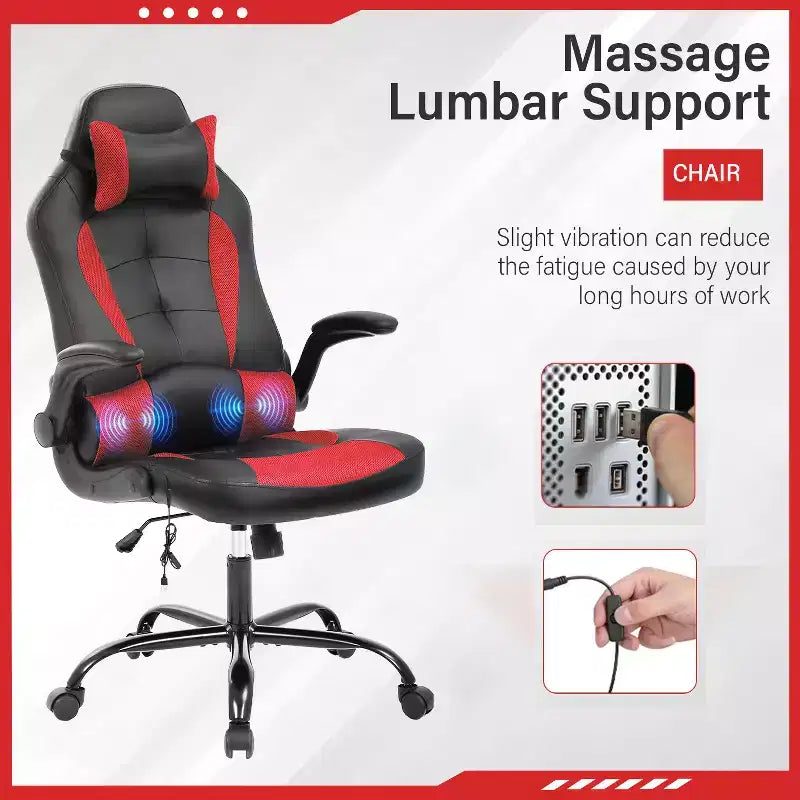 FDW Sedia da Gaming Sedia da Ufficio con Supporto Lombare in Pelle PU Sedie da Videogiochi per Adulti