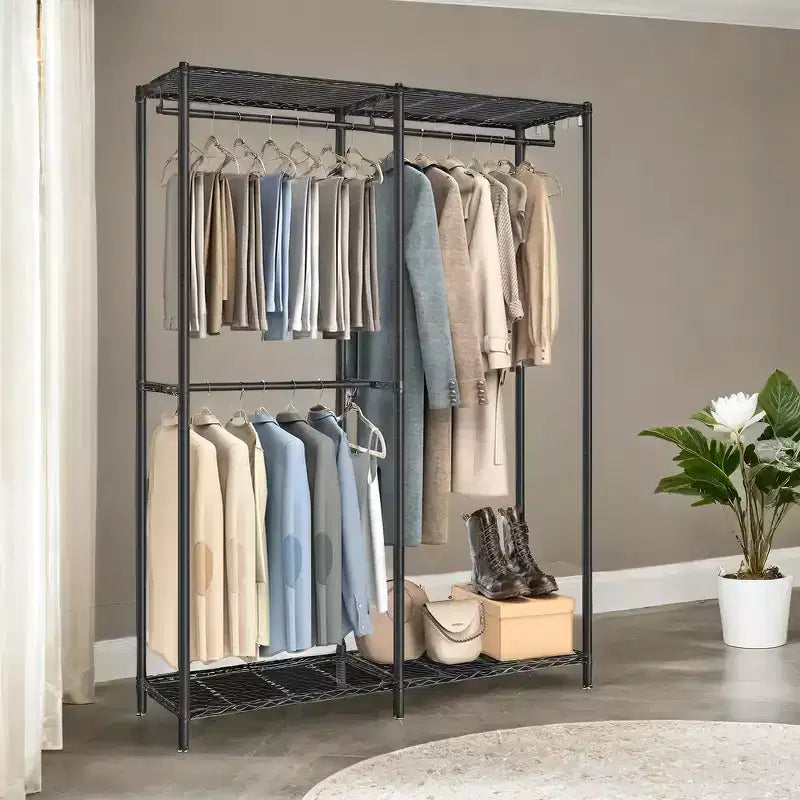 Appendiabiti in metallo resistente, armadio guardaroba autoportante, appendiabiti, appendiabiti da 40,1 x 119,9 x 180,1 cm, nero inchiostro