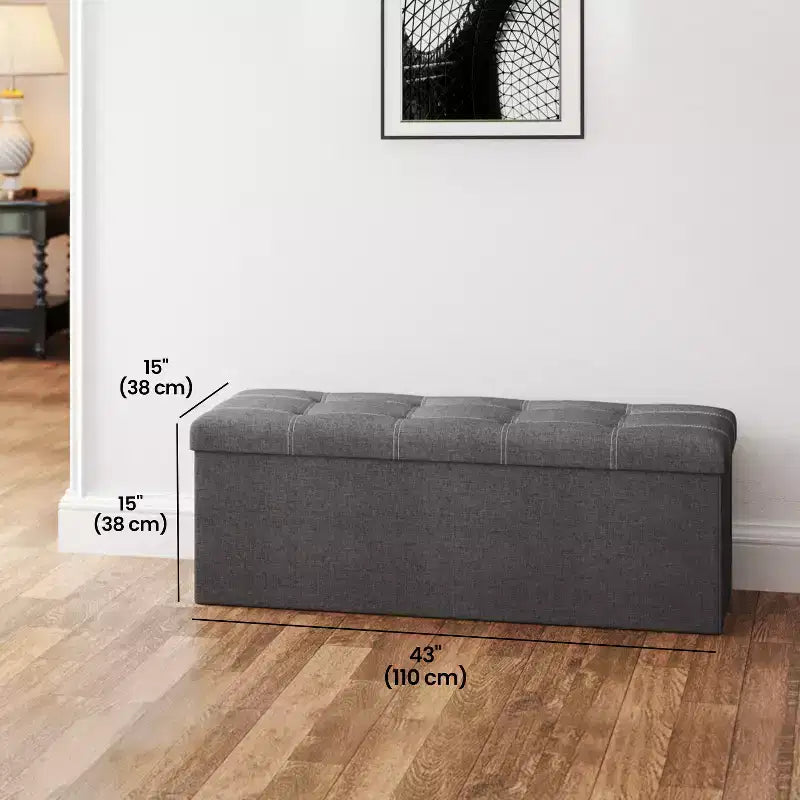 43 Pouf contenitore pieghevole, Pouf con contenitore, Panca da fondo letto, Baule contenitore, Sgabello poggiapiedi, Sedile imbottito