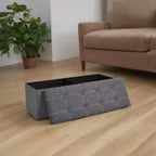 43 Pouf contenitore pieghevole, Pouf con contenitore, Panca da fondo letto, Baule contenitore, Sgabello poggiapiedi, Sedile imbottito