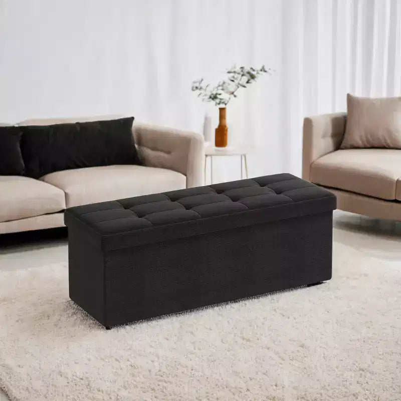 43 Pouf contenitore pieghevole, Pouf con contenitore, Panca da fondo letto, Baule contenitore, Sgabello poggiapiedi, Sedile imbottito
