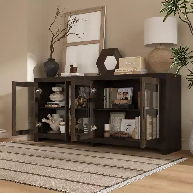 Mobile contenitore credenza Famapy Sophisticated Deep Brown: Elegante contenitore con finitura in legno venato intenso