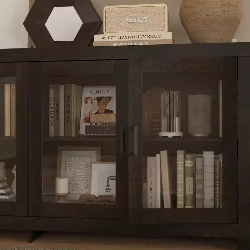 Mobile contenitore credenza Famapy Sophisticated Deep Brown: Elegante contenitore con finitura in legno venato intenso