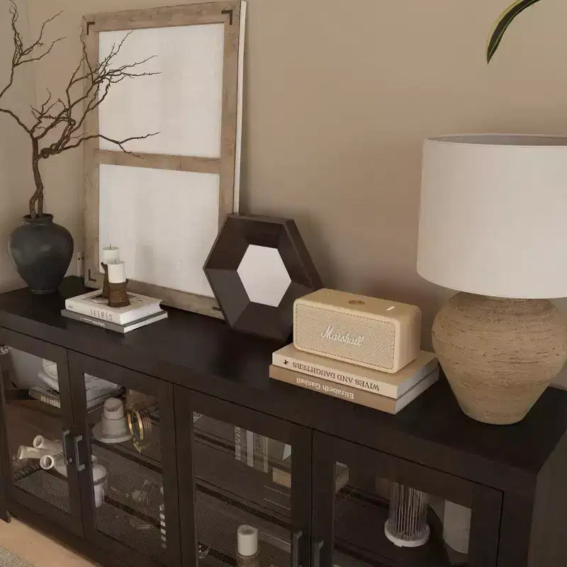 Mobile contenitore credenza Famapy Sophisticated Deep Brown: Elegante contenitore con finitura in legno venato intenso