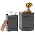 HOMCOM Ottoman with Storage Set of 2, Industrial Nesting Ottoman Stool with Removable Lid and Metal Frame, Side Table for Living Room, Black