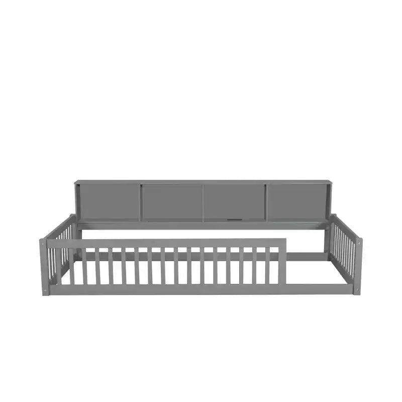 Letto Montessori Whisen Wood Twin XL con armadietti contenitori e porte USB