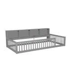 Letto Montessori Whisen Wood Twin XL con armadietti contenitori e porte USB