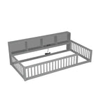 Letto Montessori Whisen Wood Twin XL con armadietti contenitori e porte USB