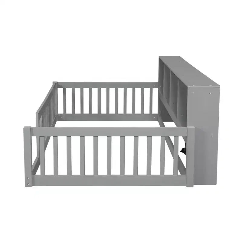 Letto Montessori Whisen Wood Twin XL con armadietti contenitori e porte USB