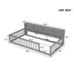 Letto Montessori Whisen Wood Twin XL con armadietti contenitori e porte USB