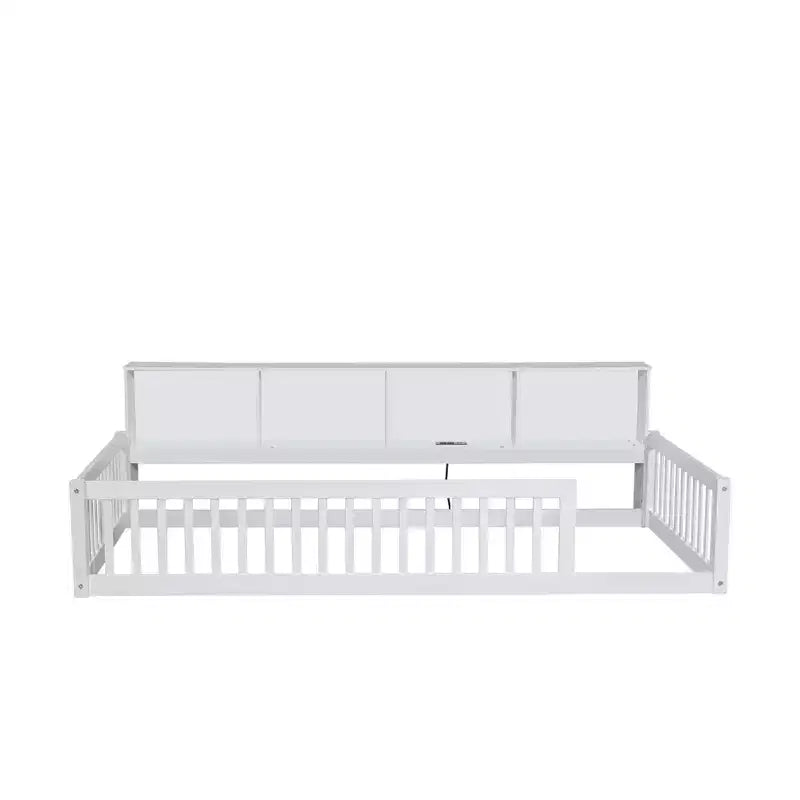 Letto Montessori Whisen Wood Twin XL con armadietti contenitori e porte USB