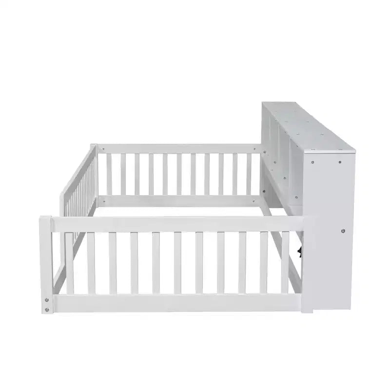 Letto Montessori Whisen Wood Twin XL con armadietti contenitori e porte USB