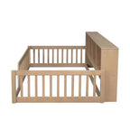 Letto Montessori Whisen Wood Twin XL con armadietti contenitori e porte USB