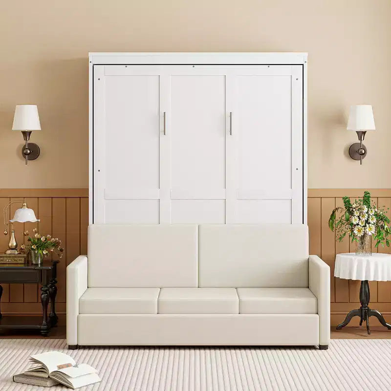 Letto a scomparsa Whisen Clever Full Size, pieghevole a divano con cuscino