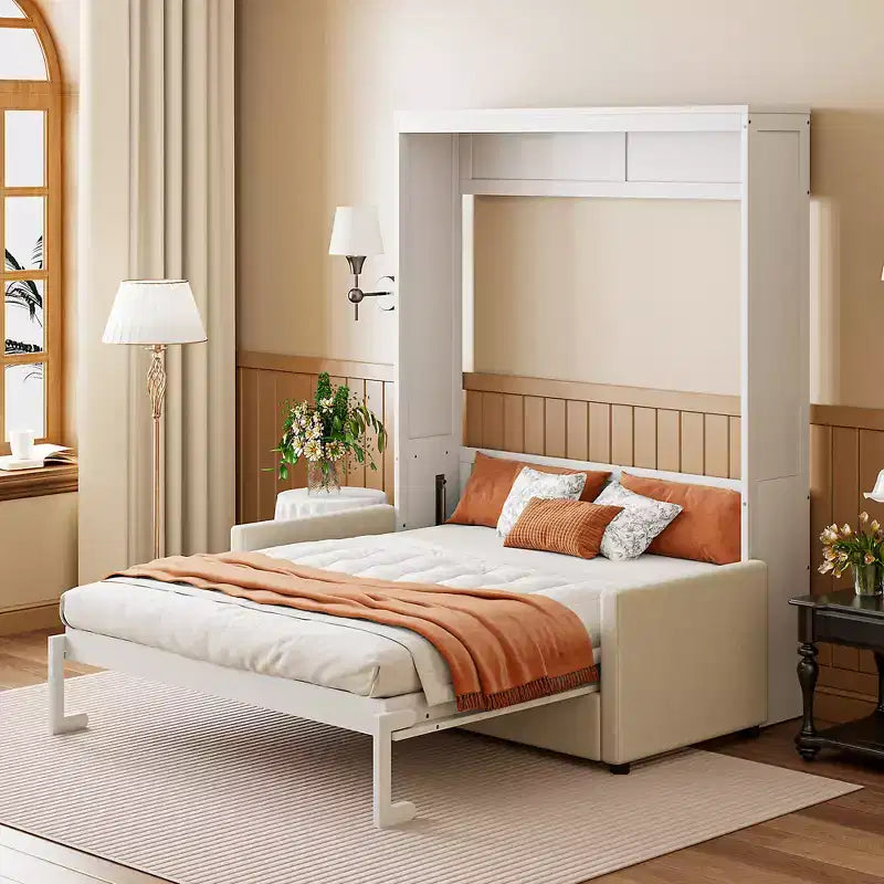 Letto a scomparsa Whisen Clever Full Size, pieghevole a divano con cuscino