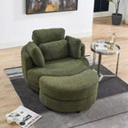GDFStudio Dinah Moderna Sedia Girevole a 360° in Bouclé Alta 40 cm con Pouf Contenitore