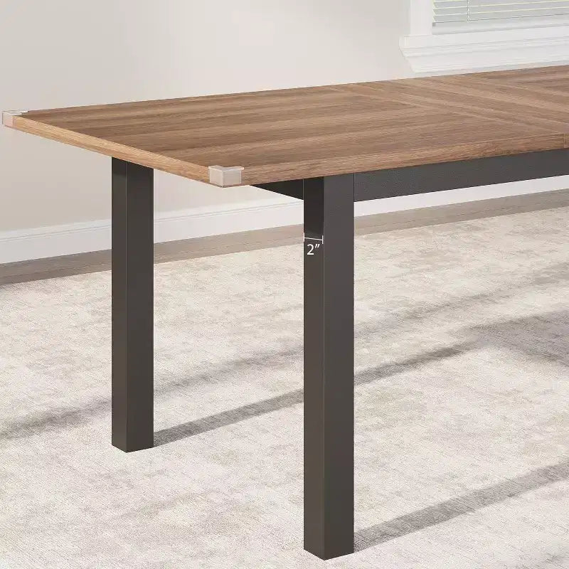 Set da pranzo allungabile da 63'' a 5 pezzi con 2 panche e 2 sgabelli quadrati per 4-8 persone, perfetto per piccoli spazi, noce