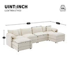 Divano componibile Whisen Modern Design 136 in ciniglia con doppie sedute e pouf mobili